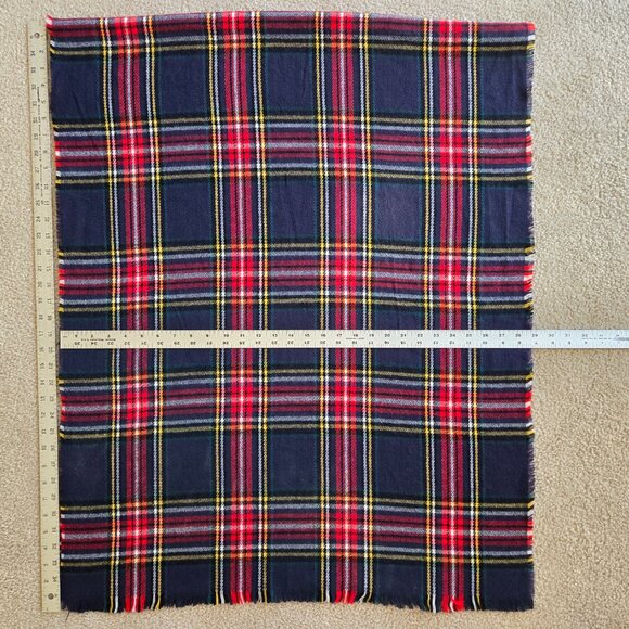 Wool Tartan Plaid Scarf Blue Red - Picture 1 of 9